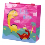 Darčeková taška dinosaurus ružová 23 × 21,5 × 11 cm