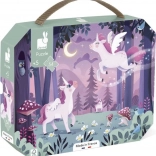 janod puzzle v kufríku jednorožci 54 dielikov