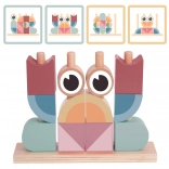 Drevená krabia skladačka TOOKY TOY – pastelové stohovacie bloky