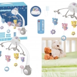 Kolotoč s projektorom a diaľkovým ovládačom v sivej farbe