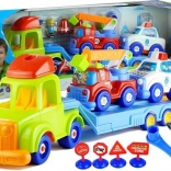 Rozložiteľné Vozidlá Set – Polícia a Hasiči na Prepravníku