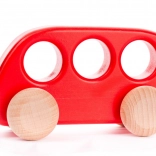 Drevený červený autobus Bajor