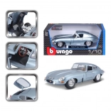 Bburago 1:18 Jaguar E Coupé metalická strieborno-modrá