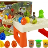 Dinosauří herný stôl s modelovacou hmotou a svietiacou lávou