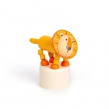 Bigjigs Toys Drevené stláčacie zvieratká Safari Lev