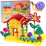 Kreatívne ohybné stavebnice makaróny, tyčinky – 150 dielov