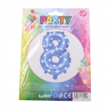 Modrý nafukovací balónik číslo 8 s hviezdičkami