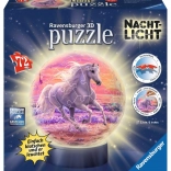 RAVENSBURGER svietiaci 3D puzzleball kôň na pláži, 72 dielikov