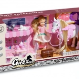 Herná sada s bábikou, koníkom a mačiatkami