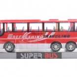 Plastový autobus na zotrvačník – červený