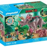 Playmobil dinos triceratops s mláďaťom a bádateľom