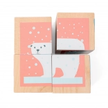 Drevené obrázkové kocky so zvieratkami zo severu – 4 ks