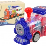 LED lokomotíva s trecím pohonom, transparentná