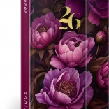 Magnetický týždenný diár Fialové kvety 2026, 11 x 16 cm