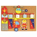 Bino hra s kladivkom hasiči – tvorivá korková stavebnica