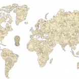 Drevená mapa sveta so zvieratkami veľkosť M (57 × 38 cm) WOODEN CITY