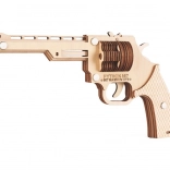 Drevené 3D puzzle revolver na gumičky