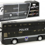 Dvojposchodový policajný autobus s frikčným pohonom a svetlom a zvukom
