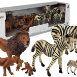 sada figúrok Afrika – divoké zvieratá: rodina levov a zebier