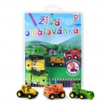 Živá omaľovánka stavebné autá – set 3 ks