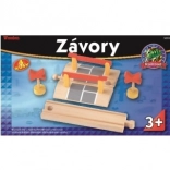 Železničné priecestie so závorami a značkami