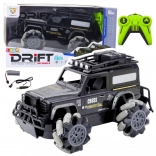 RC terénne driftovacie auto 1:12, čierne, 360° otočky a LED