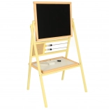 Detská drevená magnetická tabuľa s kriedou a počítadlom