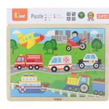 Drevené puzzle doprava 24 dielikov