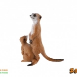 Dekoratívna figúrka Surikata s mláďaťom - plastová, svetlohnedá, 8cm