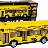 Žltý mestský autobus so zotrvačníkom 1:18
