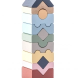 Cubika pastelová veža XI – drevená skladačka 12 dielov