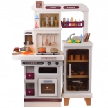 interaktívna béžová detská kuchynka s efektmi svetla, zvuku a pary