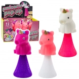 Skákajúci jednorožec na pružine 10 cm – mix farieb