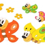 Drevená dekorácia Motýle a Kvetinky