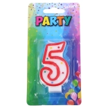 Párty sviečka číslo 5 červená