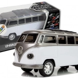 Autobus na zotrvačník s batériovým osvetlením a zvukmi – biely