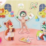 Drevené vkladacie puzzle Bobaski i Miś – 8 dielikov