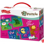 Far Far Land Puzzle párovacie domčeky zvierat