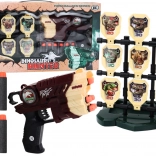 Zábavná pištoľ s terčom a penovými šípkami – dinosaury