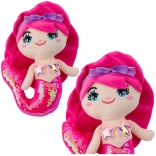 Plyšová Morská Panna s Chvostom z Flitrov v Sýtej Ružovej 28 cm