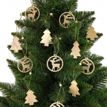 Drevené vianočné ozdoby – sada 12 ks, stromček a sob