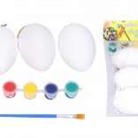 Vajíčka na vymaľovanie 5 × 8 cm, sada 3 ks s farbami a štetcom