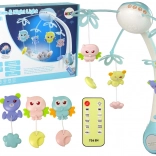 Kolotoč Do Postieľky s Projekčným Svetlom a Diaľkovým Ovládaním Modrá