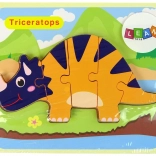 Drevené puzzle dinosaure – triceratops alebo ankylosaurus, oranžová