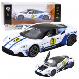 Kovové športové auto s efektmi 1:22 biela