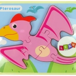 Drevené puzzle dinosaurus – pterodaktyl ružový alebo pliosaurus modrý