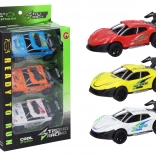 Sada kovových autíčok 11 cm – 3 ks, naťahovacie