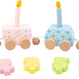 Drevený narodeninový vláčik s číslami a sviečkami