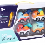 Stavebné skrutkovacie autá, sada 4 ks, 7 cm