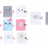 Denníček so zámkom, plyšový, 10,5 × 15 cm, 70 nelinkovaných strán